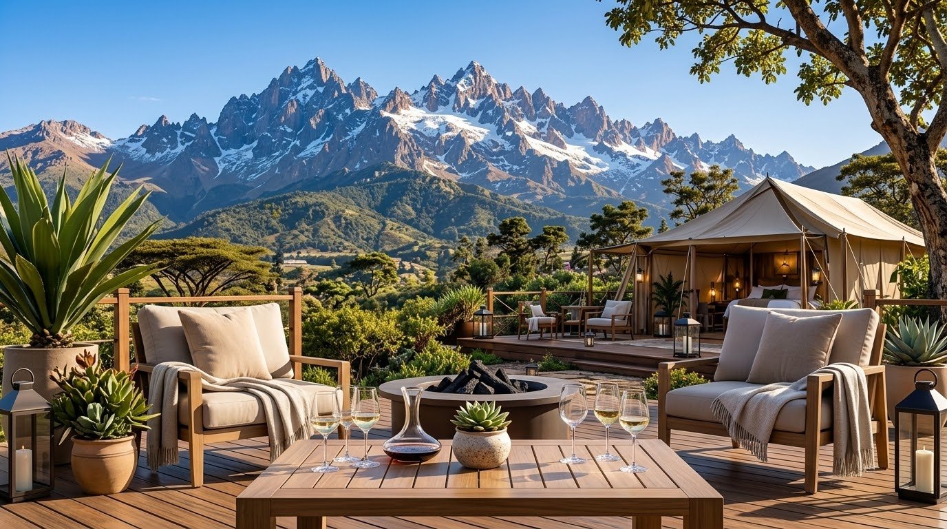 Deck overlooking mountain