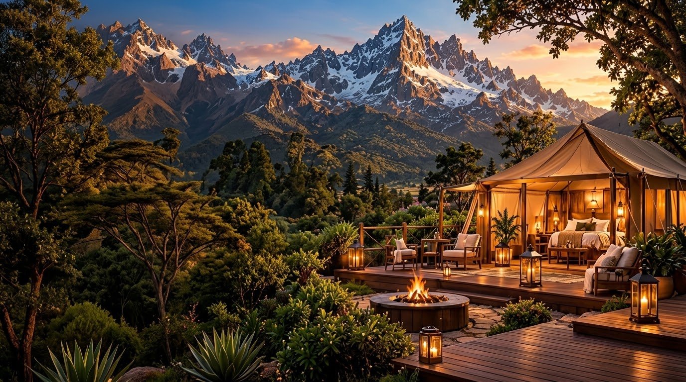 Luxury camping on slopes of Mt. Kenya